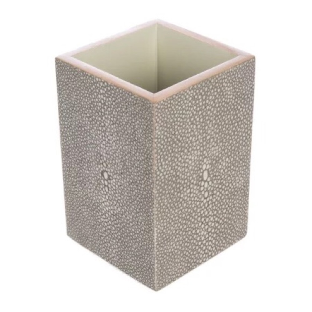 Pigeon and Poodle Faux Shagreen Brush Holder New, Unused. Sand Color
